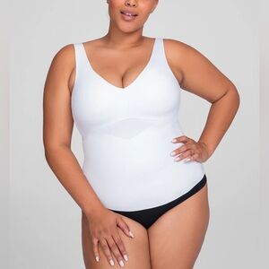 Honeylove LiftWear Shapewear Tank Top 3X White Built-In Wireless Bra NWT